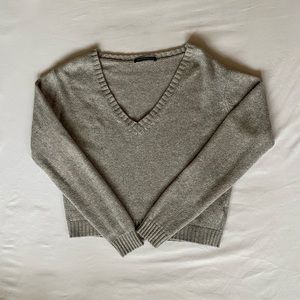 Brandy Melville Grey V-Neck Sweater